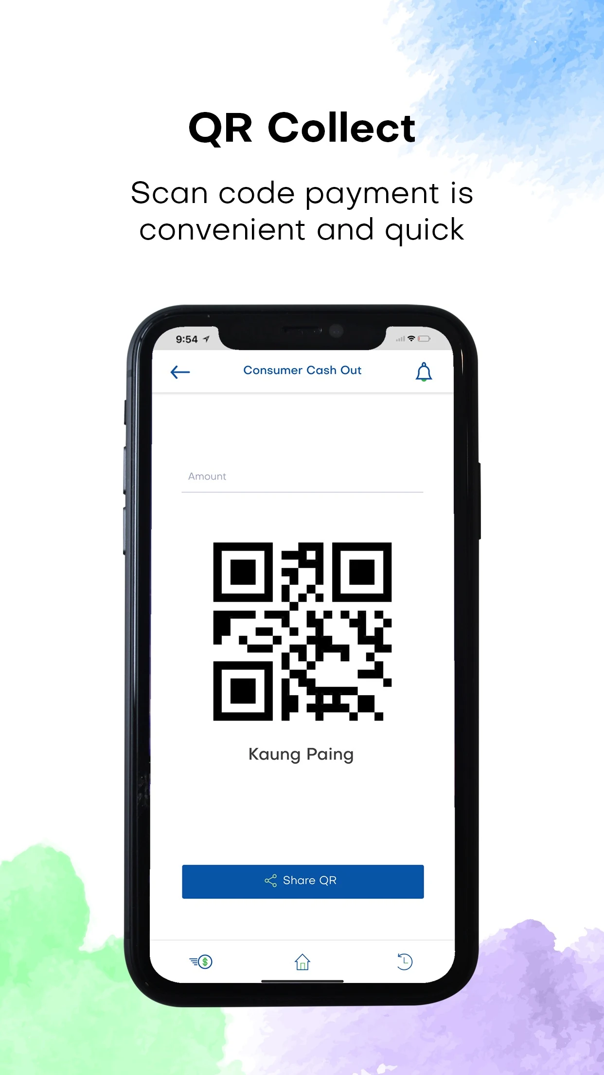 uabpay+ QR collect screen